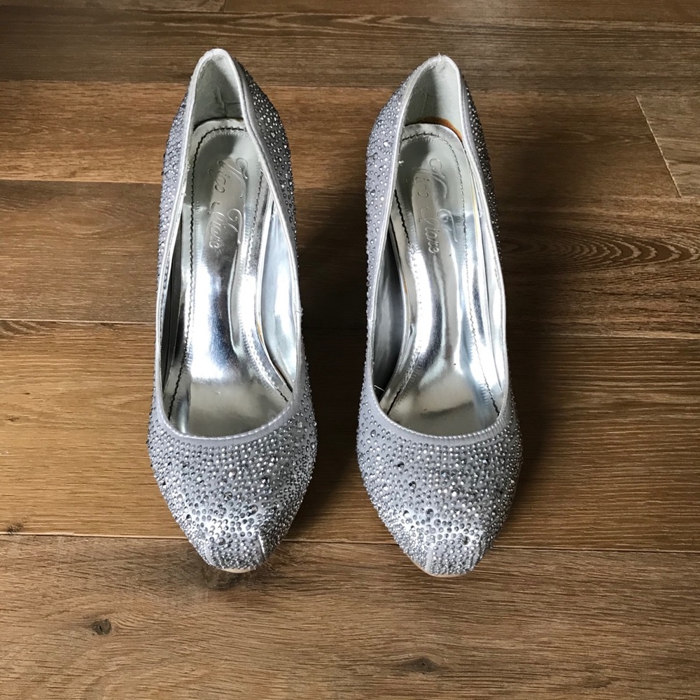 Silver Studded Rhinestone High Heels